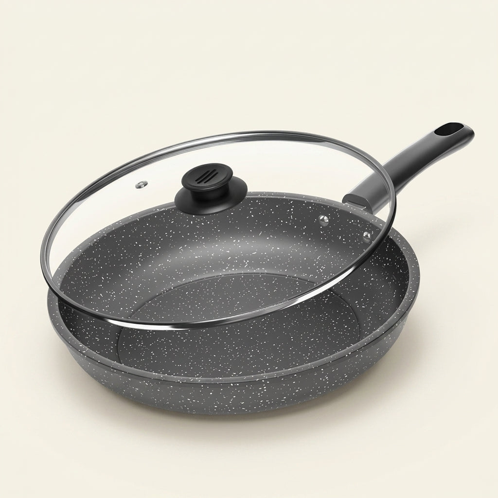 Frying Pan with Lid for Induction Hob and Gas Hob, Large 32cm Pancake Pan and Omelette Pan, Nonstick Skillet Pan for Electric Hobs, Egg Pan