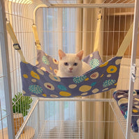 Hanging Cat Bed and Reversible Woven Material Cat Swing, Single Layer Cat Hammock, Breathable Cooling Cat Cage Accessory for Indoor Sleeping Use