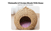 Woven Feline Cave All-Season Use Pet House Handwoven Pet Bed for Small Dog Owners, Indoor, Living Room, Bedroom