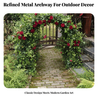 Weather-Resistant Wrought Iron Garden Arch Rust-Proof Metal Garden Arch Decorative Scrollwork Climbing Plant Archway Easy Assembly for Villa Owners, Landscapers, Event Planners, Patio, Backyard, Yard