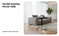 Rotatable Top Adjustable Round Pedestal Table Luxury Stone Look Pedestal Drink Table Minimalist design and living Room Furniture Movable for Apartment Dwellers, property owners, Students, Small areas, Bedroom, Lounge Area, Home Office