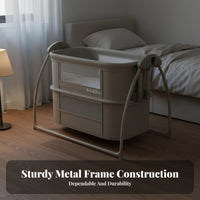 Foldable Design Electric Rocking Sleeper Multi-Functional Electric Rocking Bassinet Built-in Music and Soothing Ambient Sounds Infant Cradle Portable with Lockable Wheels for Newborns, Infants, New Parents, Co-Sleeping, Naptime, Bedroom, Living Room