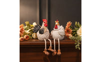 2 Pieces Whimsical Chicken Figurine Indoor Chicken Figurines Outdoor Shelf Sitter with Dangling Legs Charming for Gardeners, Farmhouse Decor, Desk