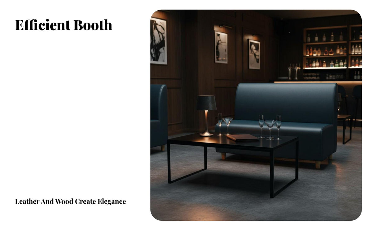 Minimalist Design Restaurant Booth Seating Set Modern Design Dining Banquette and Table Set Easy to Clean Faux Leather Booth Sofa Space-Saving for Cafe Owners, Milk Tea Shop, Bar, Lounge