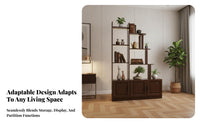 Multifunctional Entryway Cabinet with Display Case Chinese Design Staggered Shelf Room Divider Multi-Functional Partition Screen Freestanding for Homeowners, Apartment Dwellers, Office Managers, Bedroom