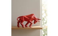 Geometric Financial District Bull Statue Faceted Abstract Bull Sculpture Collectible Decor Modern for Minimalists, Study, Entryway
