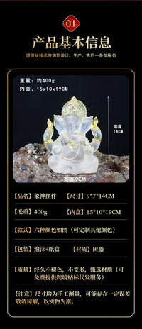 Water Glass Ganesha Resin Figurine for Home Decor