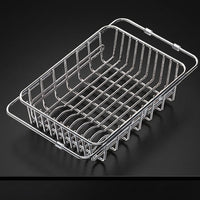 Stainless Steel Dish Rack and Kitchen Sink Rack, Expandable 316 Stainless Steel Sink Organiser, Space Saving Fruit and Vegetable Drainer Design