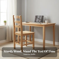 Ladder Rear Chair Mortise and Tenon Joinery Wooden Seat Sturdy Construction Safeguarding Floor Glides for Students, Bedroom