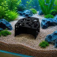 Aquatic Habitat Cave, Shrimp Hideout, Rustic Resin Cave for Fish, Shrimp & Amphibians, Breeding Chamber, 4-9mm Entrances, Non-Toxic
