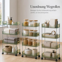 Multi-layer PET Desktop Storage Rack with Wheels for Cosmetics and Sundries