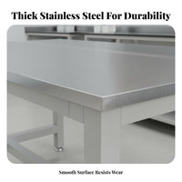 Rustproof Stainless Steel Work Table Stainless Steel Workbench Easy to Clean Laboratoryoratory Oratory Bench Stand-Alone Standing for Laboratory Technicians, Warehouse Workers, Factory, Restaurant, Laundry Room, Outdoor