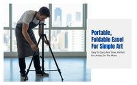 Alloy Art Easel, Foldable Adjustable Stand with Double-Sided Board, Metal Tray, Art Bag, Fasteners, for Outdoor Painting