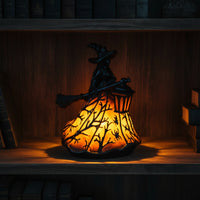 Witch Figurine with Lantern Decorative Night Light Usb Powered Desktop Ornament for Bedside