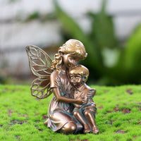 Copper-Hued Fairy Ornament Hand-Painted Look Sitting Fairy Statue Realistic Decorative Home Decor for Garden, Patio, Planter