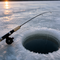 Ice Fishing Rod Lure Shrimp Rod Winter Fishing Pole with Wooden Handle