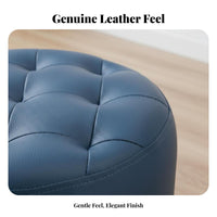Light Luxury Design Round Upholstered Pouf Multifunctional Low Stool multipurpose Use Vanity Seat Modern Aesthetic for Children, Homeowners, Living Room, Entryway, Bedroom, Small Spaces