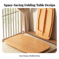 Space-Saving Foldable Tatami Table Multi-Purpose Japanesedesign Floor Table InstallationNo-Assembly Folding Desk No Assembly Required for Telecommuting Workers, Apartment Dwellers, Bay Window, Small Areas, Dorm Room, Bedroom