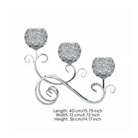 Elegant Swirl Shape 3-Arm Candelabra Ornamental Design Crystal Candle Holder Light Reflection Gold Metal Candelabra for Dinner Table, Dining Room