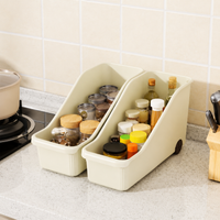Kitchen Wagon, Gap Storage, Wagon with Casters, 2-Tier PP, Seasoning, Pot Lid Storage, White