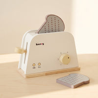 Natural Wooden Toaster Smooth Pretend Play Toaster Minimalist Playset Tabletop for Toddlers, Kids, Playroom, Nursery