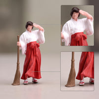 1/64 Miniature Girl with Broom Hand-Painted Style Diorama Figure Compact Miniature People Model for Hobbyists, Display Shelf