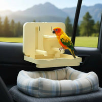 Portable Suction Cup Bird Stand Easy to Clean Foldable Bird Perch for Small Birds, Car Travel, Road Trips