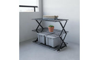 4-Tier Folding Rack Foldable Expandable Cooling Rack Multi-Layer Kitchen Organizer for Campers, Picnic