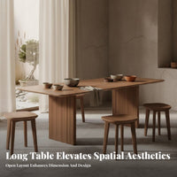 Block Leg Plank Table dense Wood Conference Desk Minimalist Design Office Furniture for Interior Designers, Homeowners, Dining Room, Restaurant, Study