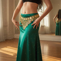 Shiny Finish Gold Coin Belly Dance Belt Boho Design Metal Belly Dance Waist Belt for Stage Performance