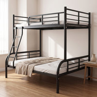 Bunk Bed Frame with Ladder Space-Saving Bunk Bed Metal Furniture for Teens, Families, Shared Bedroom, Dorm Room