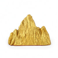 Mountain Ornament Golden Metal Ornament with Base Textured Decor for Shelf