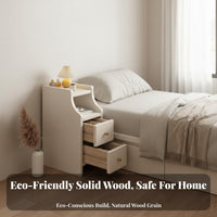 Sturdy Construction Narrow Bedside Table Easy to Clean Slim Space Storage Cabinet Rounded Corners Slim Bedside Cabinet with Drawers No Assembly Required for Apartment Dwellers, Homeowners, Students, Dorm Room, Corner