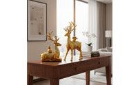 2 Pieces Light Luxury Design Aesthetic Resin Deer Statue Set Auspicious Gift Resin Deer Sculpture Set Luxurious Design for Entrance Hall