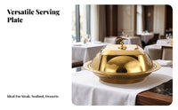 Heat Resistant Polished Finish Fruit Tray with Lid Domed Dome Lid Stainless Steel Serving Platter