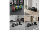 Barbell Plate Storage Cart Heavy-Duty Plate Holder with Bar Stand Vertical Long-Lasting for Gym Owners