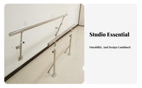 Stainless Steel Practice Barre Stable and Adjustable Height Dance Bar Sturdy Construction Freestanding Dance Bar for Dancers, Professionals