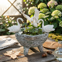 Swan Planter Hand Painted Swan Planter Pot Textured Finish Garden Decor for Yard, Patio