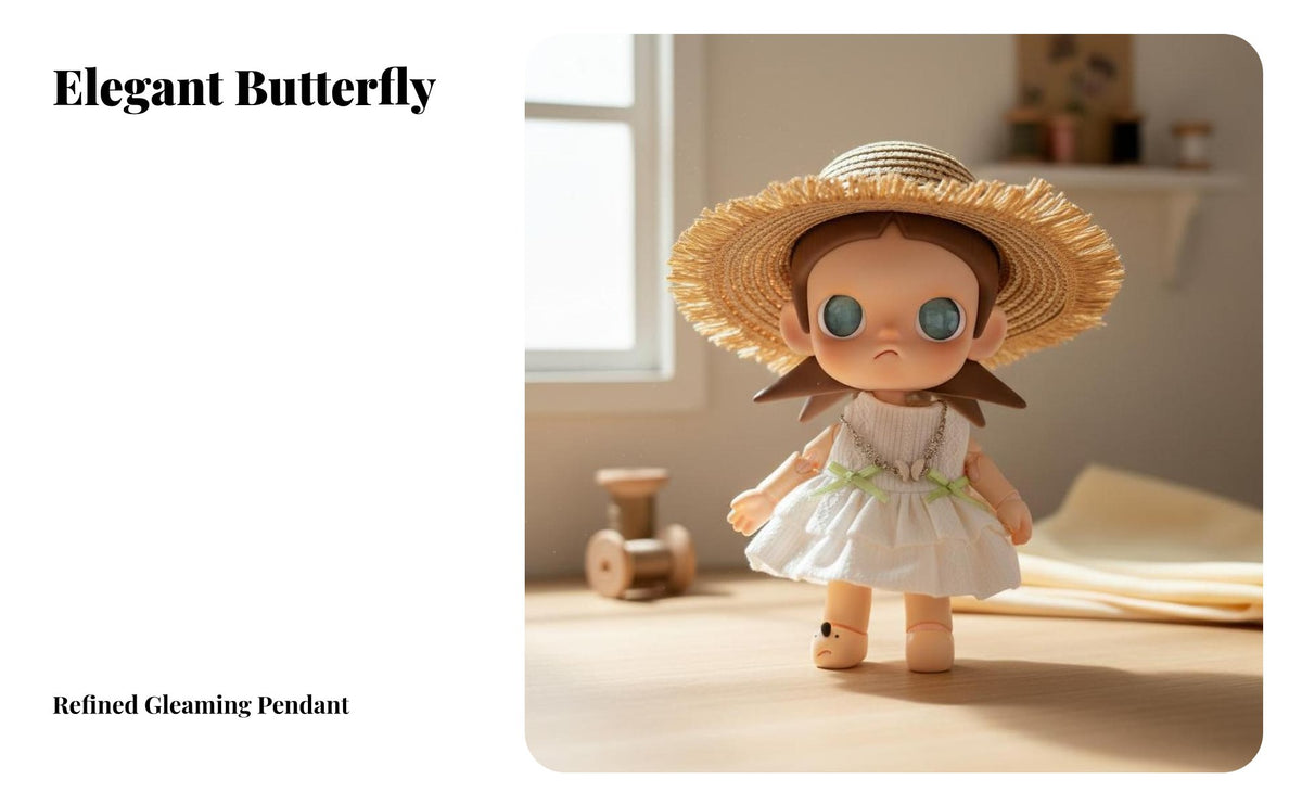 BJD Outfit Set Collector's Item Doll Dress and Hat Set Soft Textile White Summer Doll Dress for Seasonal Display