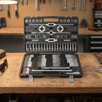 110 Pieces Organized Tap and Die Set with Storage Case Ergonomic Tap and Die Set with Wrenches Portable Threading Tool Kit Complete for Machinists, Mechanics, Workshop, Machine Repair