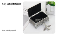 Vintage Metal Jewelry Box Heavy Duty Zinc Alloy Embossed Treasure Chest Velvet Lined Interior Antique Design Trinket Box for Women, Girls