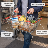 Storage Basket with Handles for Shopping and Groceries, Metal Wire Mesh Design for Vegetable and Bathroom