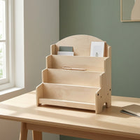 Stepped Display Rack Wooden Postcard Display Rack Easy to Assemble Card Holder with Tiers for Retail Counters