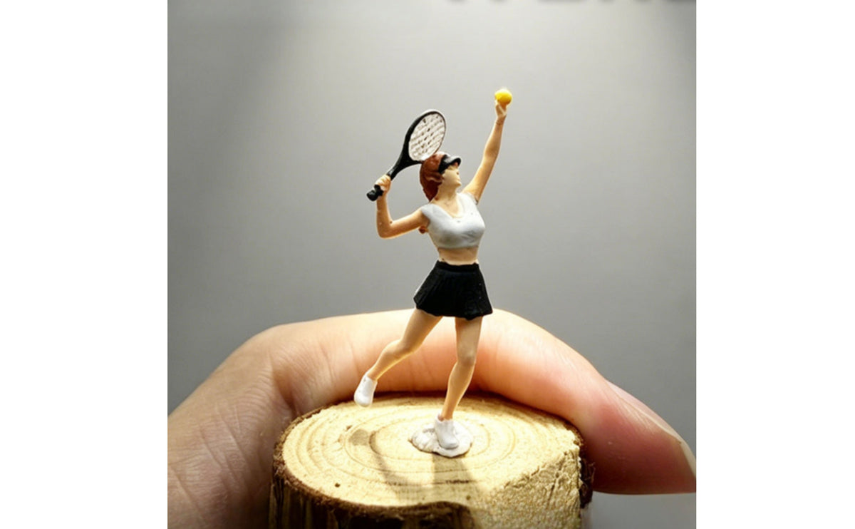 Female Tennis Player Figurine Hand Painted Tennis Player Figurine Realistic Resin Figure with Racket for Collectors, Hobbyists