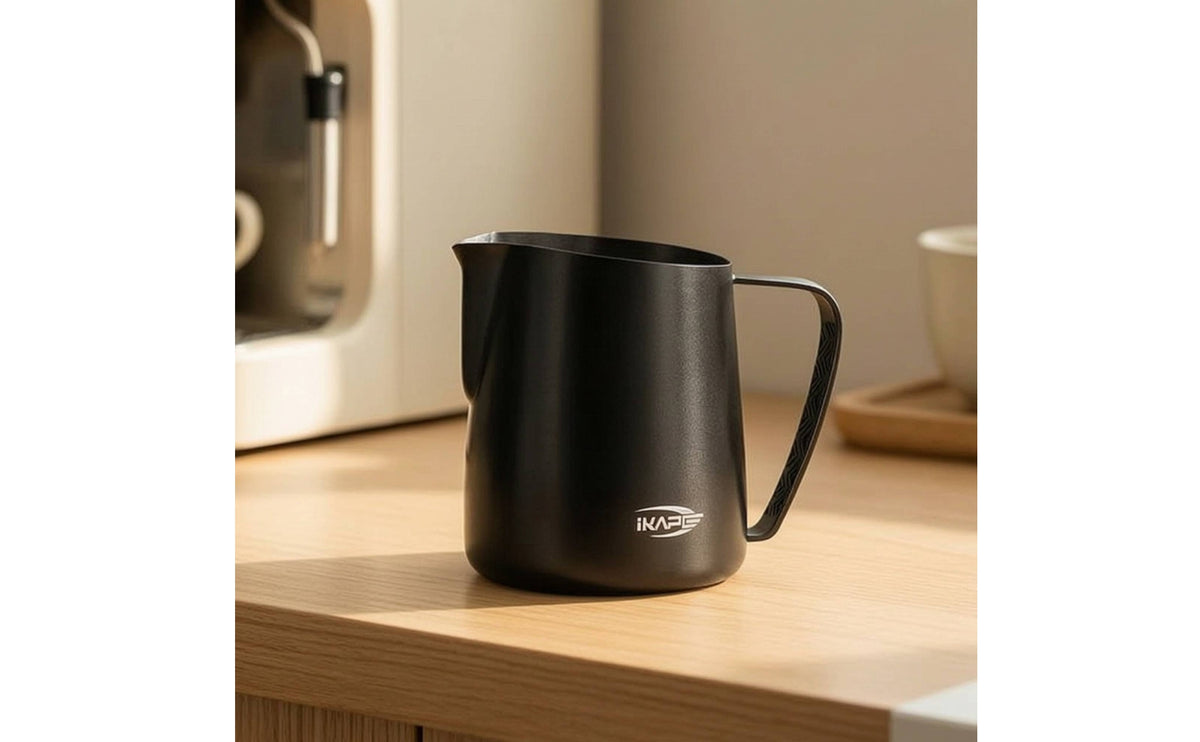 Milk Frothing Pitcher with Textured Handle Tapered Milk Steaming Jug Comfortable Grip Jug for Baristas