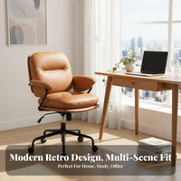 scuffResistant Upholstered rotating Chair Ergonomic Comfort Upholstered Shellspine Task Chair Plush paddinging Office Furniture Rolling Casters for Pet Owners, Home Workers, Teenagers, Study Room, Bedroom, Workspace