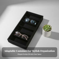 Scratch Protection 6 Slot Sunglasses Tray Dust-Proof Velvet Eyeglass Display Case Space Saving Sunglasses Organizer Tray Long-Lasting for Dresser Top, Closet, Drawer