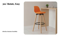 Built-in Footrest Swivel High Stool with Backrest Anti-Slip Foot Pads Bar Chair Padded Seat Seating Furniture Sturdy Leg Design for Homeowners, Business Owners, Adults, Reception Desk, Kitchen Island, Restaurant, Dining Room