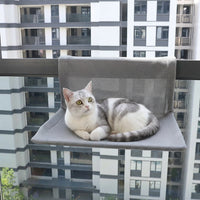 Hanging Cat Bed Window Hammock, Soft Rectangular Elevated Resting Place, Hooks Over Sill Mount for Indoor Cats and Kittens