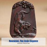 Rosewood Tiger Pendant, Zodiac Necklace, Hand-Carved Car Charm